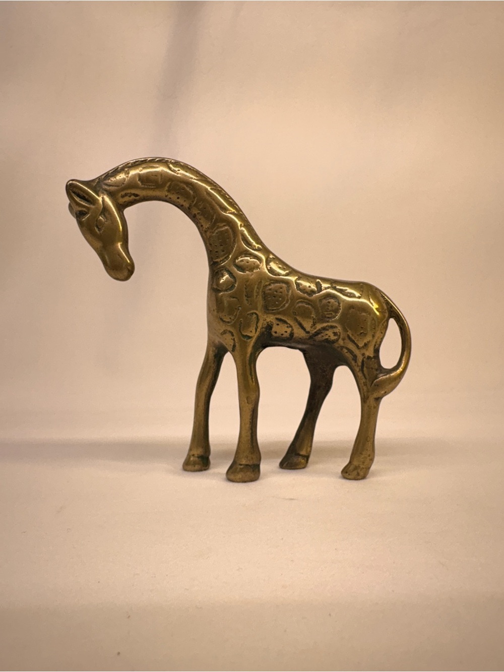 Vintage Solid Brass Giraffe Figurine Miniature Statue Boho